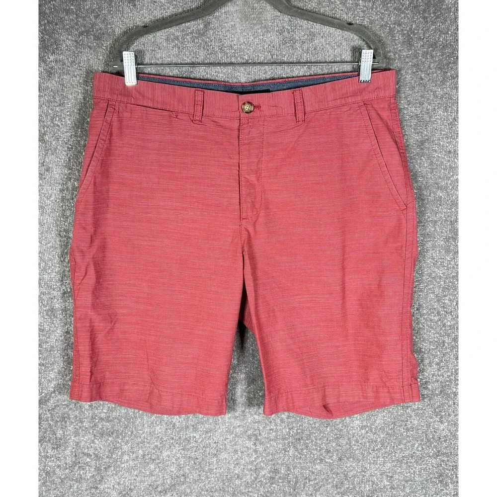 Tommy Hilfiger‎ Striped Chino Shorts Mens Size 36 Pale Red Cotton Pockets
